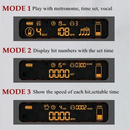 Smart Electronic Drum Pad with Display Metronome Speed Vocal Count Rechargeable-Pink