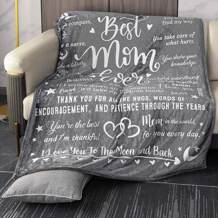 Best Mom Ever Gifts Mother's Day Letter Warm Soft Throw Blanket for Mom Grandma With Exquisite Gift Bag-130*150CM