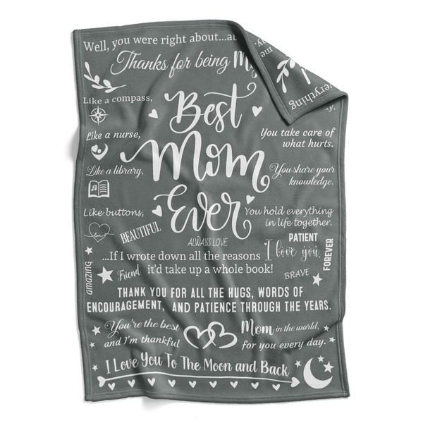 Best Mom Ever Gifts Mother's Day Letter Warm Soft Throw Blanket for Mom Grandma With Exquisite Gift Bag-130*150CM