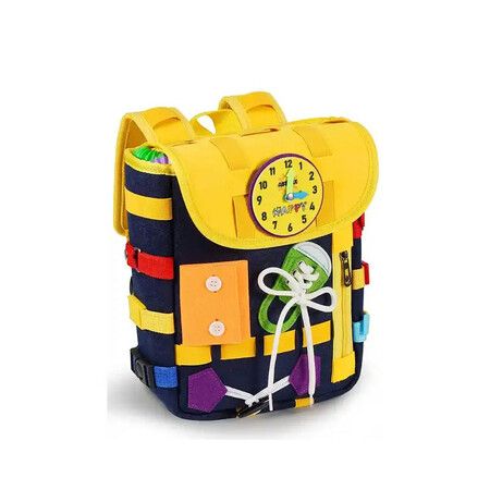 Toddler Backpack With Buckles And Learning Activity Toys - Felt Book Bag For Children - Development Of Fine Motor Skills And Basic Life Skills - Travel Toys For Children - Ideal Gift For 12 Months+