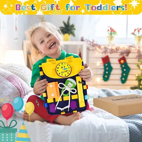 Toddler Backpack With Buckles And Learning Activity Toys - Felt Book Bag For Children - Development Of Fine Motor Skills And Basic Life Skills - Travel Toys For Children - Ideal Gift For 12 Months+