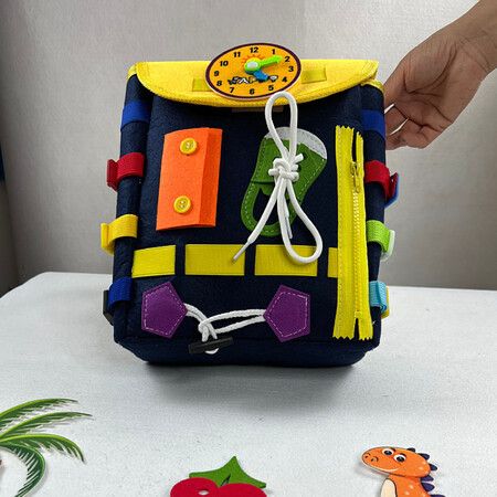 Toddler Backpack With Buckles And Learning Activity Toys - Felt Book Bag For Children - Development Of Fine Motor Skills And Basic Life Skills - Travel Toys For Children - Ideal Gift For 12 Months+