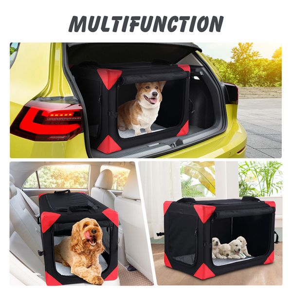 Dog Cat Pet Crate Cage Bird Rabbit Hutch Puppy Bunny Carrier Travel Indoor Car Outdoor Soft Folding Medium Black