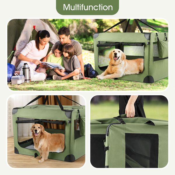 Soft Dog Crate Kennel Pet Cage Cat Travel Carry Bag Extra Large Puppy Carrier Foldable Portable Green 3XL