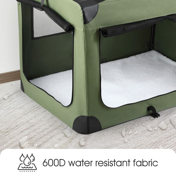 Soft Dog Crate Kennel Pet Cage Cat Travel Carry Bag Extra Large Puppy Carrier Foldable Portable Green 3XL