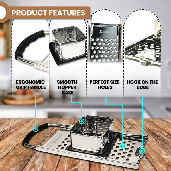 Premium Grade Stainless Steel Spaetzle Maker with Comfort Grip Handle Traditional Egg Noodle Maker