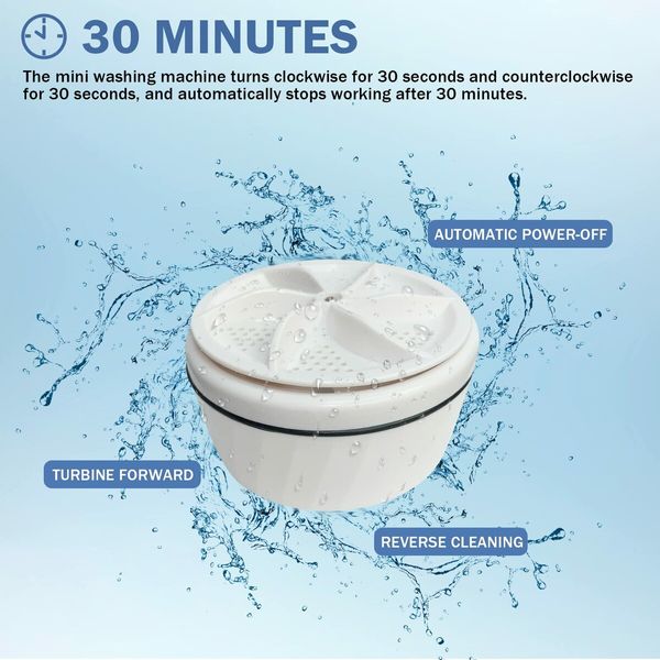 Mini Portable Washing Machine,Portable Washing Machine for Sink,Mini Dishwashers,Turbine Mini Washing Machine with USB,Suitable for Home,Business,Travel,College Room,RV,Apartment (White)