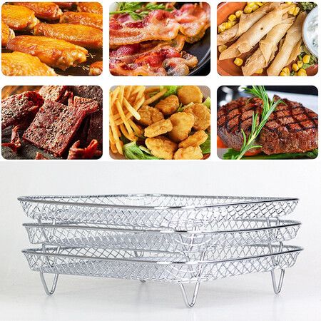 Air Fryer Rack for Ninja Foodi, 3 LayerS Dehydrator Racks Stainless Steel Grilling Rack