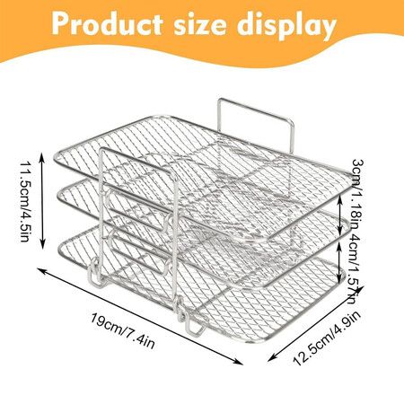 Hot Air Fryer Grill Grate Dehydrate Rack Compatible with Ninja Dual Airfryer with 3 Layers