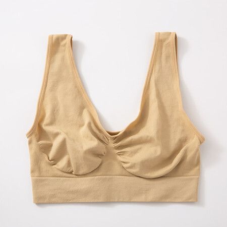 Women'S Wireless Bra, Full-Coverage Overlay Stretch Knit Bra, Comfortable Fitness Sleep Yoga Plus Size Tank Top Col.Nude Size XL