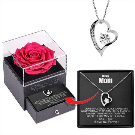 Mothers Day Gift Ideas New Hollow Zirconia Love Necklace Female Necklace Card Gift Box