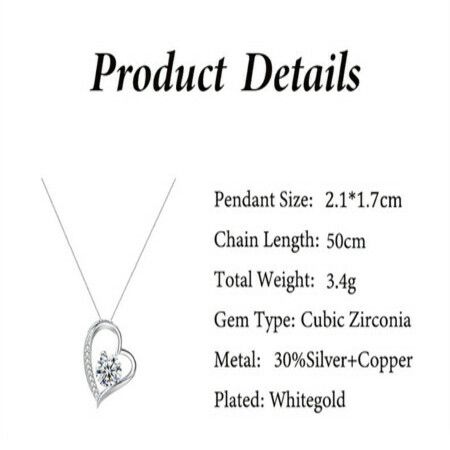 Mothers Day Gift Ideas New Hollow Zirconia Love Necklace Female Necklace Card Gift Box