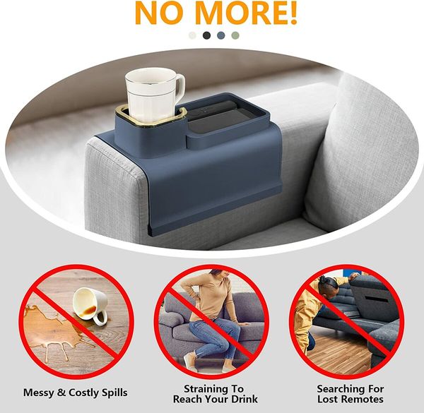 Cup Holder for Couch,Sofa Armrest Tray?Portable Couch Drink Holder  Blue