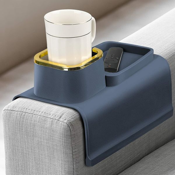 Cup Holder for Couch,Sofa Armrest Tray?Portable Couch Drink Holder  Blue