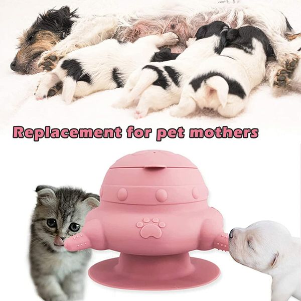 Puppy Feeder for Multiple Puppies, 240ml Silicone Puppy Milk Feeder Bow Pink