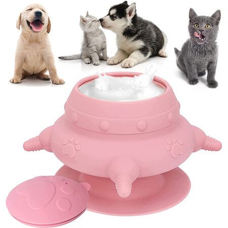 Puppy Feeder for Multiple Puppies, 240ml Silicone Puppy Milk Feeder Bow Pink