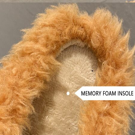 Cute Teddy Animal Slippers House Slippers Warm Memory Foam Cotton Cozy Soft Fleece Plush Home Slippers Indoor Outdoor Color Orange Size L