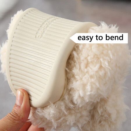 Cute Teddy Animal Slippers House Slippers Warm Memory Foam Cotton Cozy Soft Fleece Plush Home Slippers Indoor Outdoor Color Orange Size L