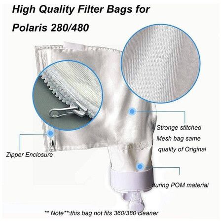 Pool Spa Part Nylon Mesh Pool Cleaner All Purpose Bag Fits Polaris 280, 480 Pool Cleaner Zippered All Purpose K13 K16(2 Pack)