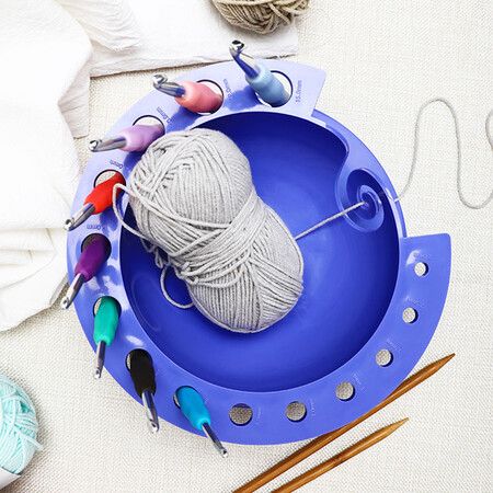 Plastic Crochet Bowl Prevent Fall Round Crochet Storage Organizer Large Capacity Crochet Wool Bowl with Hole for DIY Accessories