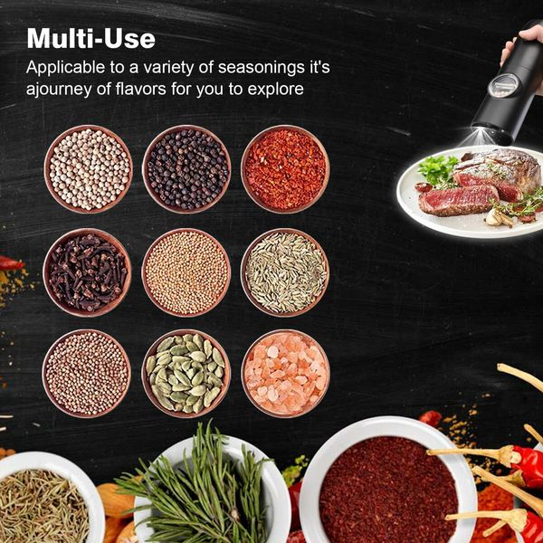 Rechargeable Electric Salt and Pepper Grinder Set Automatic Shakers With Charging Base USB Cable LED Lights