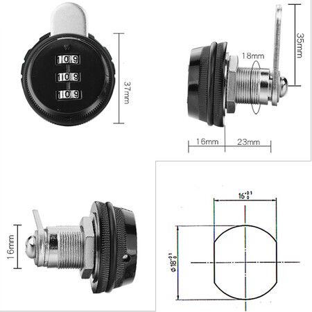 Password Lock, Combination Lock for Drawers RV Cabinet (Black)