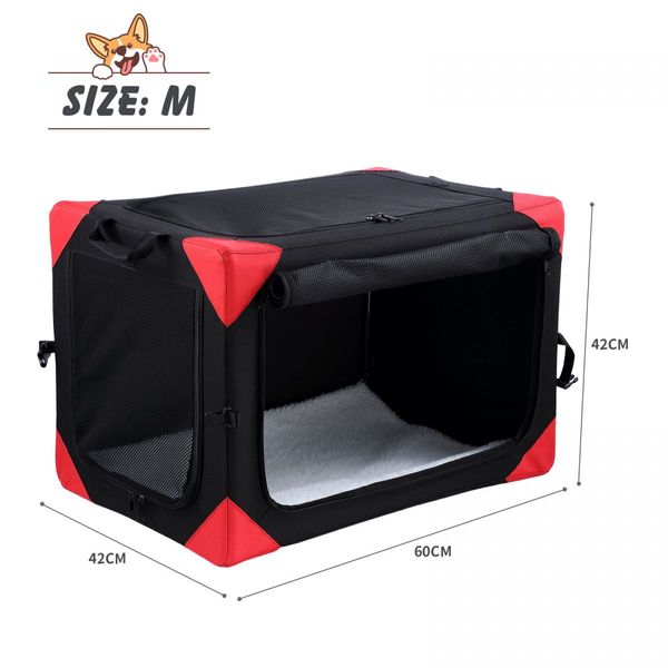 Dog Cat Pet Crate Cage Bird Rabbit Hutch Puppy Bunny Carrier Travel Indoor Car Outdoor Soft Folding Medium Black