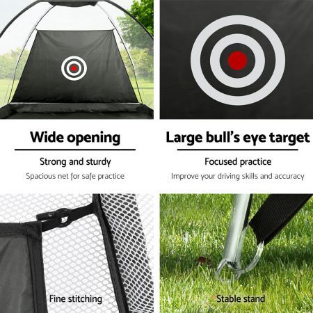 Everfit 3M Golf Practice Net And Training Mat Set Driving Target Black