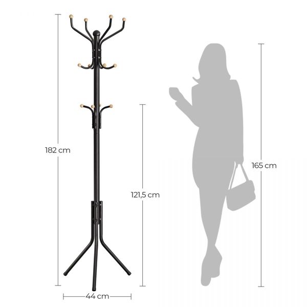 SONGMICS Metal Coat Rack 182 cm Tall Hall Tree Black