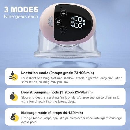 Hands-free Breast Pump Wearable Wireless Pump With 3 Modes & 9 Levels Portable Electric Pump Smart Display