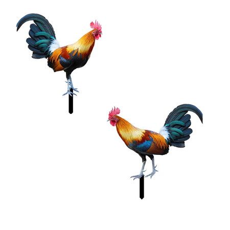 2pcs Backyards Decoration Rooster Hen Ground Sings Garden Lawns Acrylic Signs Inserted Chicken Animal Decor Silhouette Signs