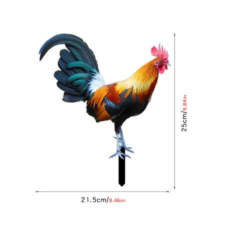 2pcs Backyards Decoration Rooster Hen Ground Sings Garden Lawns Acrylic Signs Inserted Chicken Animal Decor Silhouette Signs