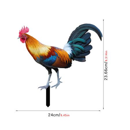 2pcs Backyards Decoration Rooster Hen Ground Sings Garden Lawns Acrylic Signs Inserted Chicken Animal Decor Silhouette Signs