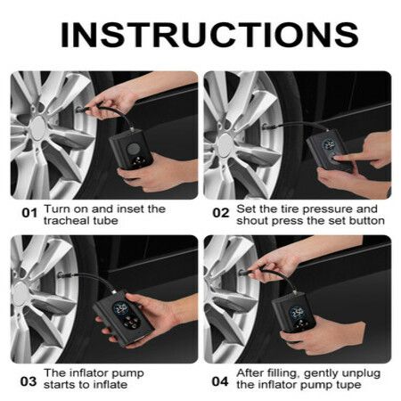 Portable Electric Cordless Tire Inflator Digital Rechargeable Auto Air Pump for Motorcycle Car Balls