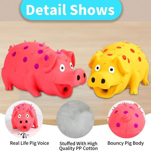 Squeaky Pig Dog Toys, Grunting Pig Dog Toy That Oinks Grunts for Small Medium Large Dogs 1Pack Yellow