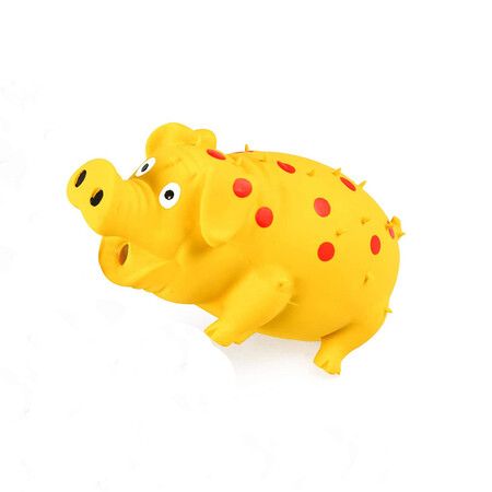 Squeaky Pig Dog Toys, Grunting Pig Dog Toy That Oinks Grunts for Small Medium Large Dogs 1Pack Yellow