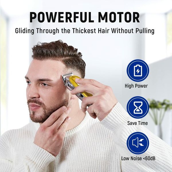 Hair Clippers for Men Hair Beard Trimmer Grooming Barber Clippers Haircut Shaving Kit Electric Razor Shaver-Gold