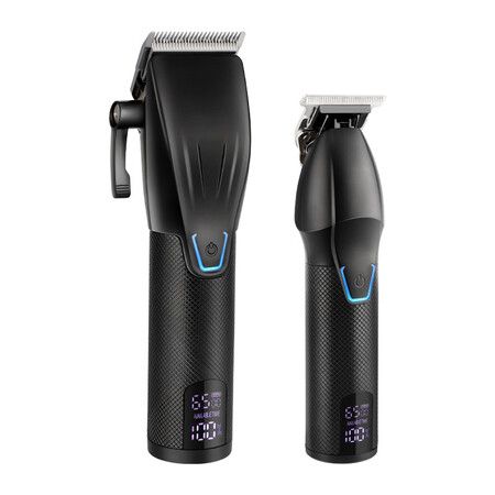 Hair Clippers T-Blade Trimmer Set with Charging Base Cordless 4 Adjustable Speeds Hair Barbe Kit-Black