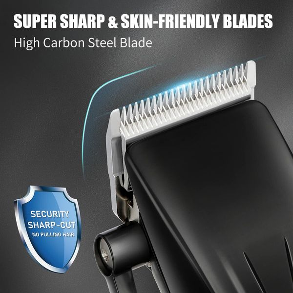 Hair Clippers T-Blade Trimmer Set with Charging Base Cordless 4 Adjustable Speeds Hair Barbe Kit-Black