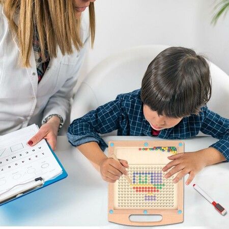 Magnetic Pen Maze Board Maze Puzzle Game with 100 Magnetic Beans Magnetic Puzzle Board Pen Driving Beads Maze on Board Game Drawing Board Toy Hand Eye Coordination Toy applied