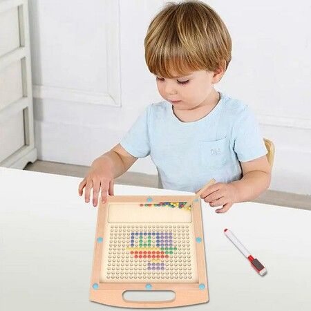 Magnetic Pen Maze Board Maze Puzzle Game with 100 Magnetic Beans Magnetic Puzzle Board Pen Driving Beads Maze on Board Game Drawing Board Toy Hand Eye Coordination Toy applied