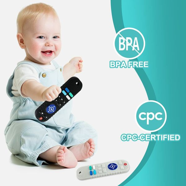 2 Pack  Silicone Remote Control Teething Toys for Baby 3+ Months, Sensory Teether Toys for Toddler Boy and Girl