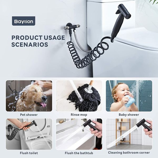 Bidet Sprayer for Toilet, Stainless Steel Handheld Sprayer Set,Wall-Mounted Faucet with Adjustable Water Pressure,Bidet Taps Accessories for Bathroom Cleaning