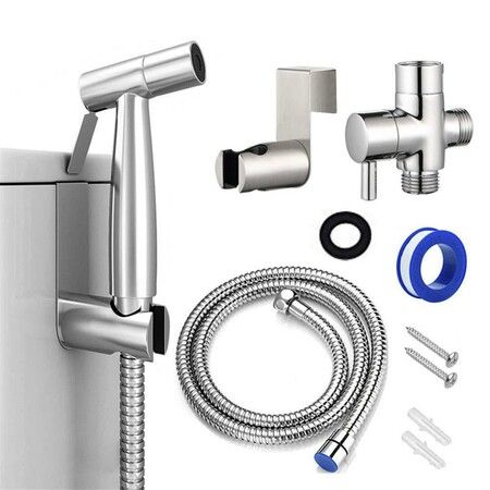 Handheld Bidet Sprayer for Toilet-Adjustable Water Pressure Control with Bidet Hose for Feminine Wash, Stainless Steel Brushed Nickel Cloth Diaper Bidet Toilet Sprayer