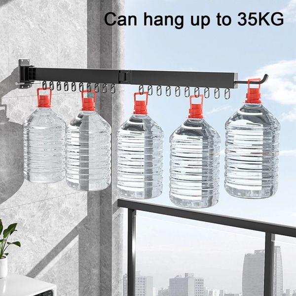 Balcony Clothes Drying Rack Folding Clothes Hanger Invisible Retractable Wall Mount Clothes Hanger Indoor Household Organization