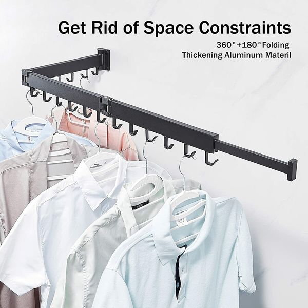 Balcony Clothes Drying Rack Folding Clothes Hanger Invisible Retractable Wall Mount Clothes Hanger Indoor Household Organization