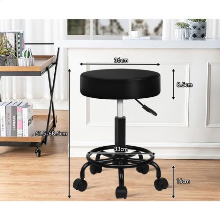 ALFORDSON Salon Stool Round Swivel Barber Hair Dress Chair Gas Lift All Black