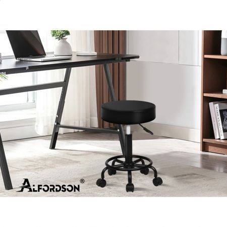 ALFORDSON Salon Stool Round Swivel Barber Hair Dress Chair Gas Lift All Black