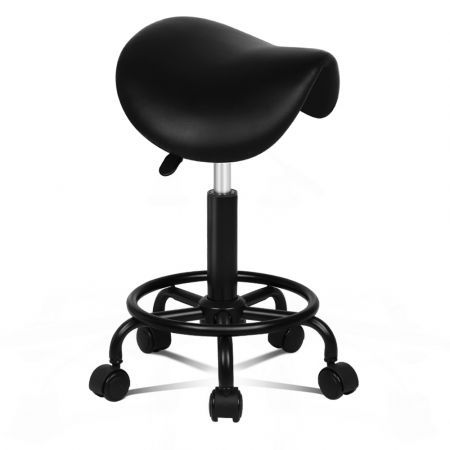 ALFORDSON Salon Stool Saddle Swivel Barber Hair Dress Chair Sierra All Black