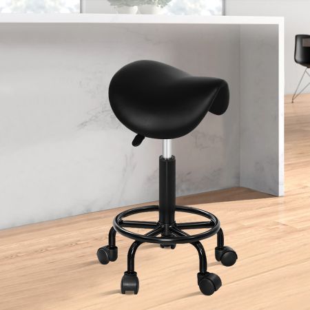 ALFORDSON Salon Stool Saddle Swivel Barber Hair Dress Chair Sierra All Black